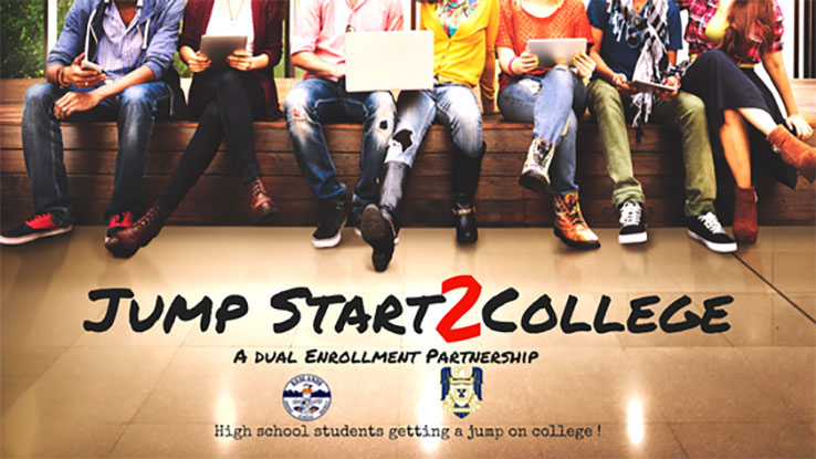 Jump Start to College: A Dual Enrollment Partnership. High school students getting a jump on college!