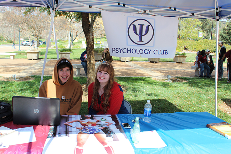Students at a fundraising table.