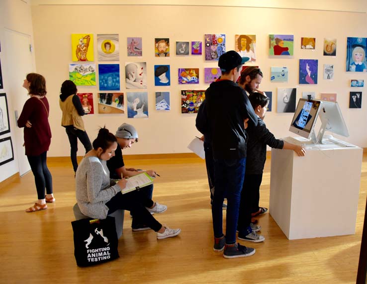 Students at the exhibit