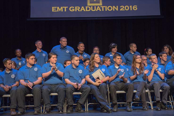 Students and faculty at the EMT Graduation ceremony
