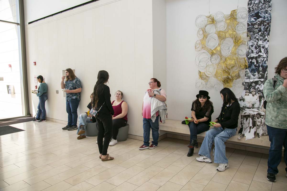 People attending the Art Exhibit