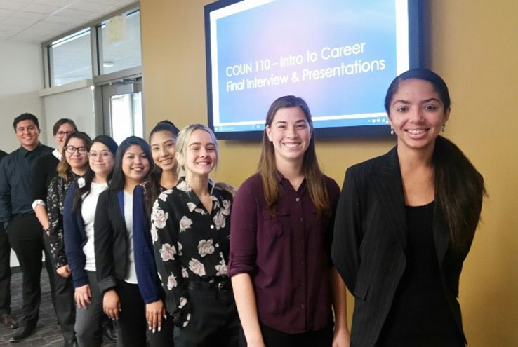 Students lined up for interviews