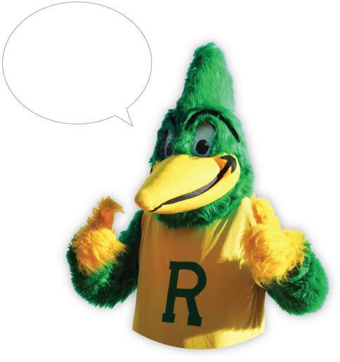 Roadrunner mascot speaking