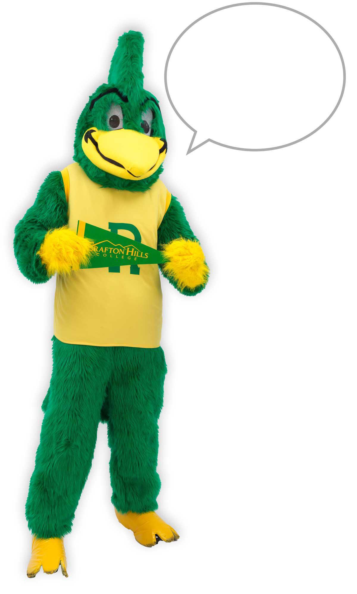 Roadrunner mascot with speech bubble