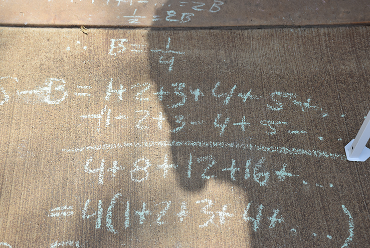 Mathmatics drawn on the sidewalk