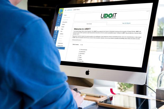 Instructor using UDOIT accessibility checker tool