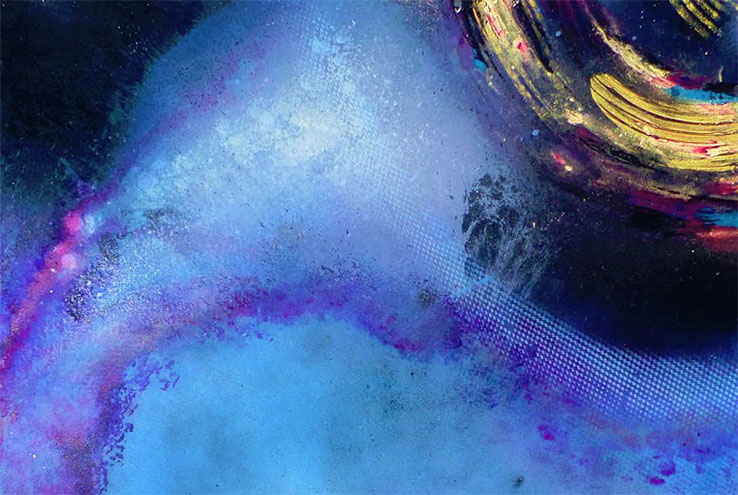Painting, primarily in blue