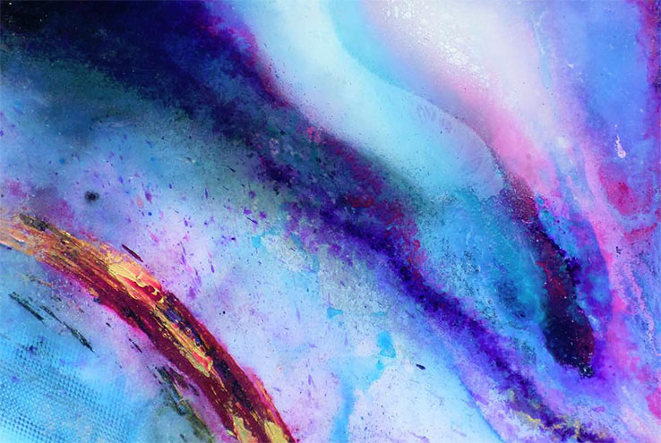 Multimedia painting, primarily blue