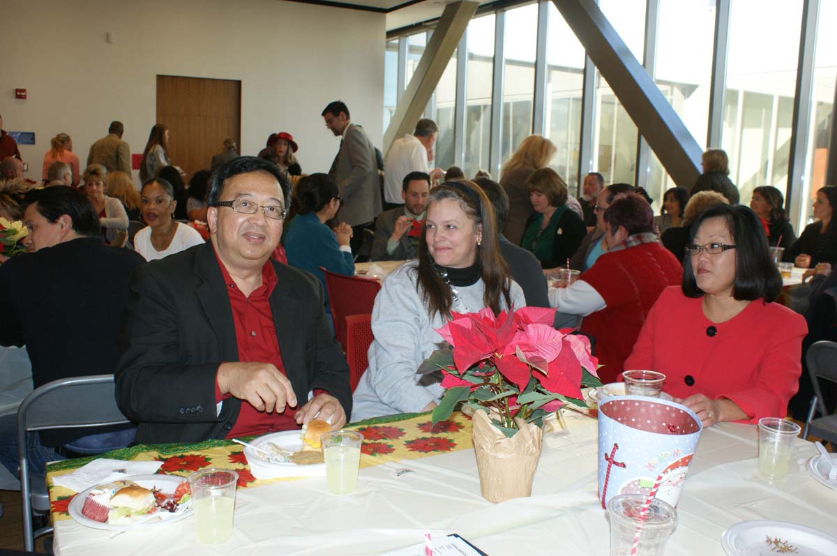 People enjoying the holiday party