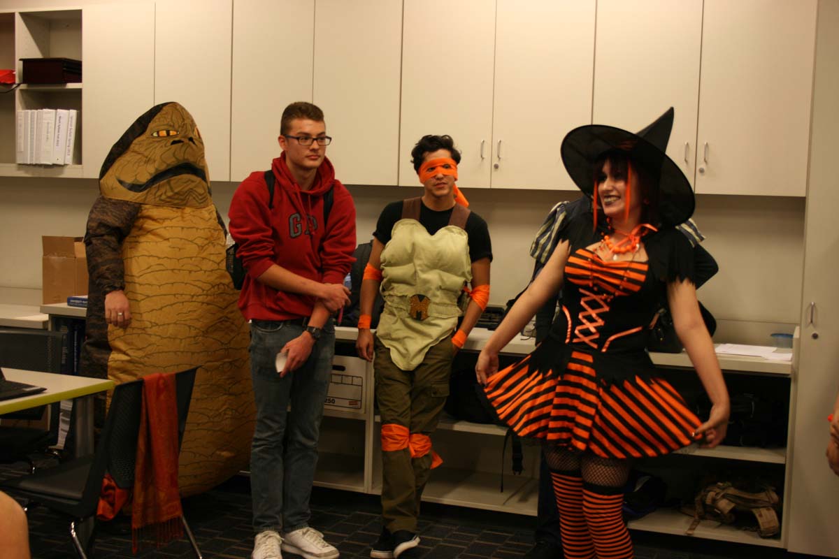 People enjoying the costume contest