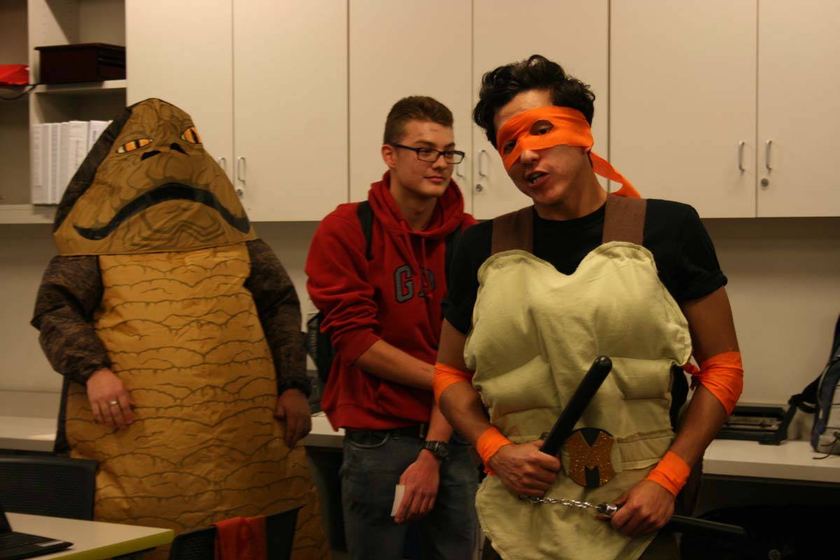 People enjoying the costume contest
