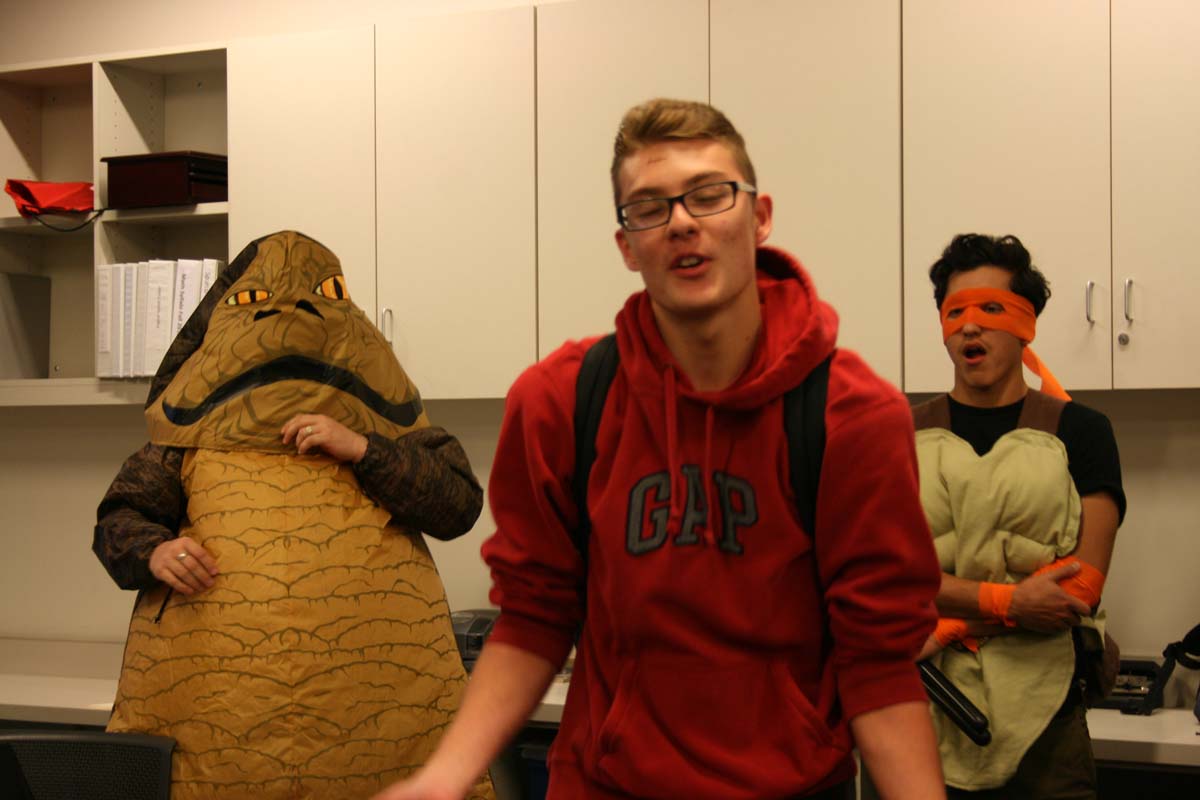 People enjoying the costume contest