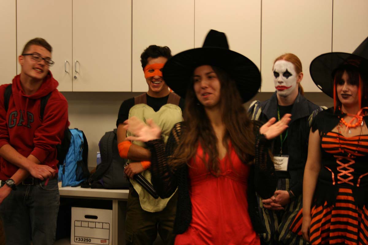 People enjoying the costume contest