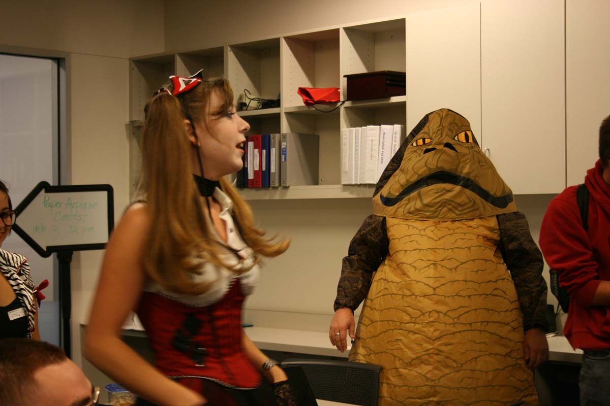 People enjoying the costume contest