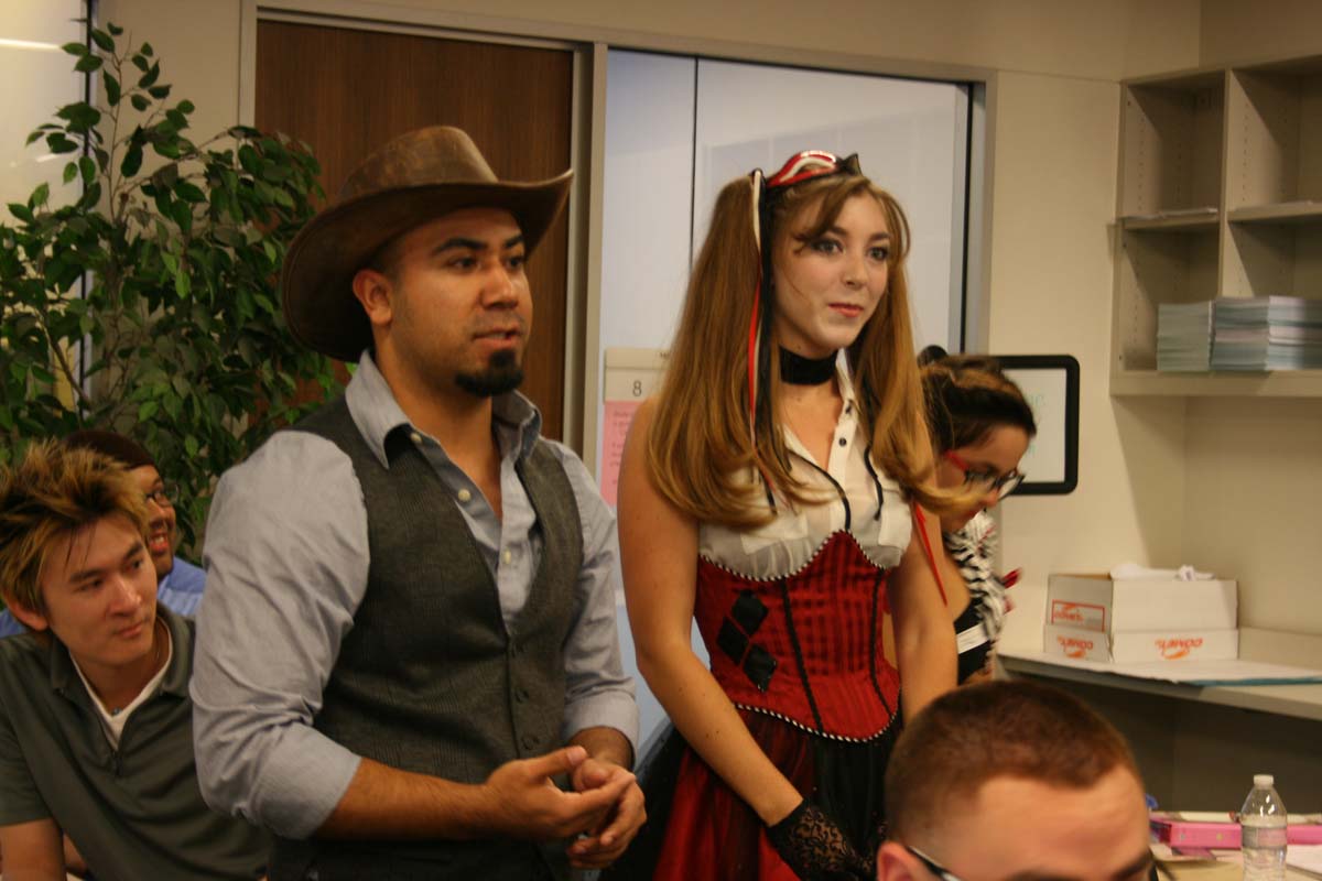 People enjoying the costume contest