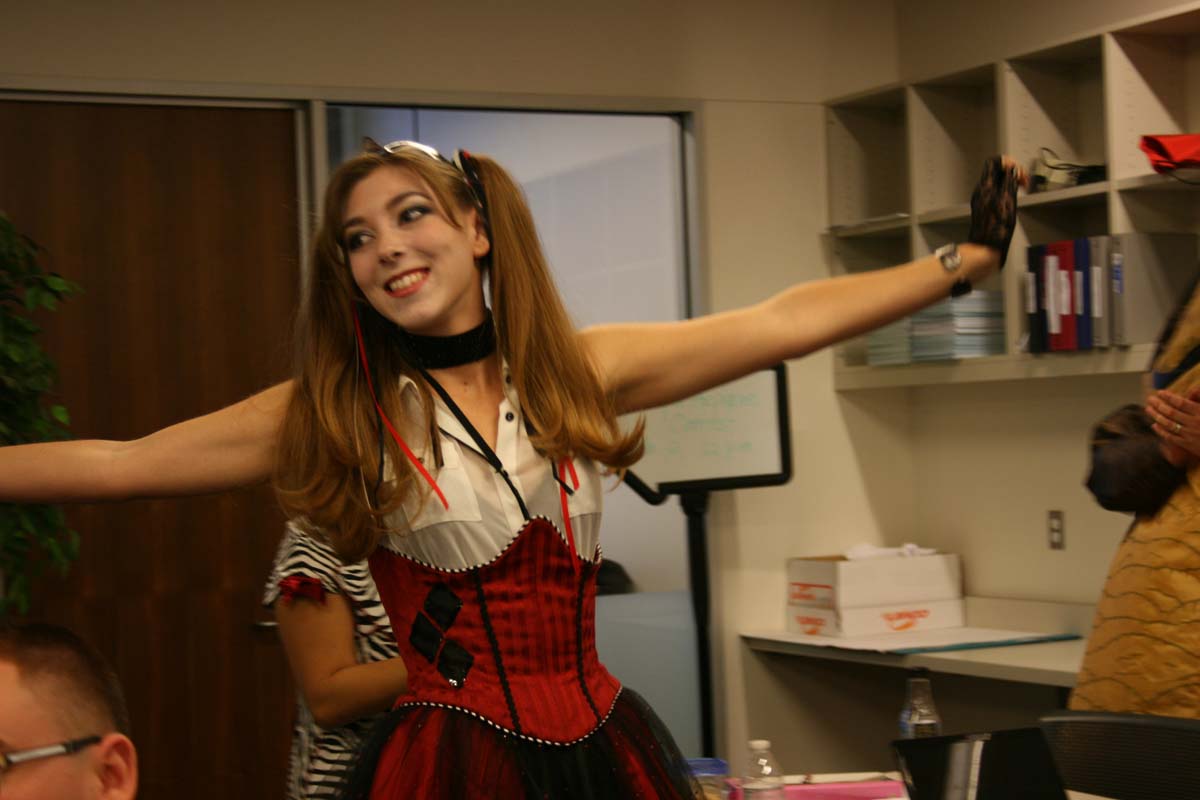 People enjoying the costume contest