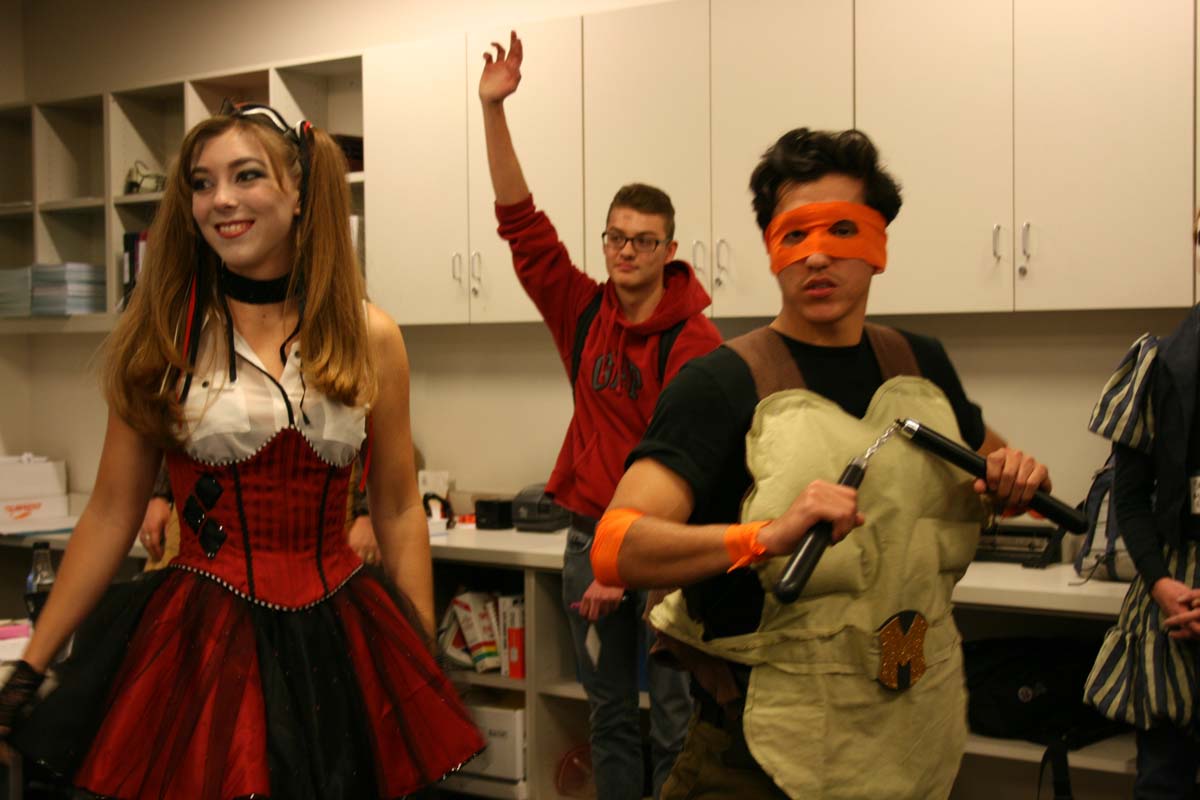 People enjoying the costume contest