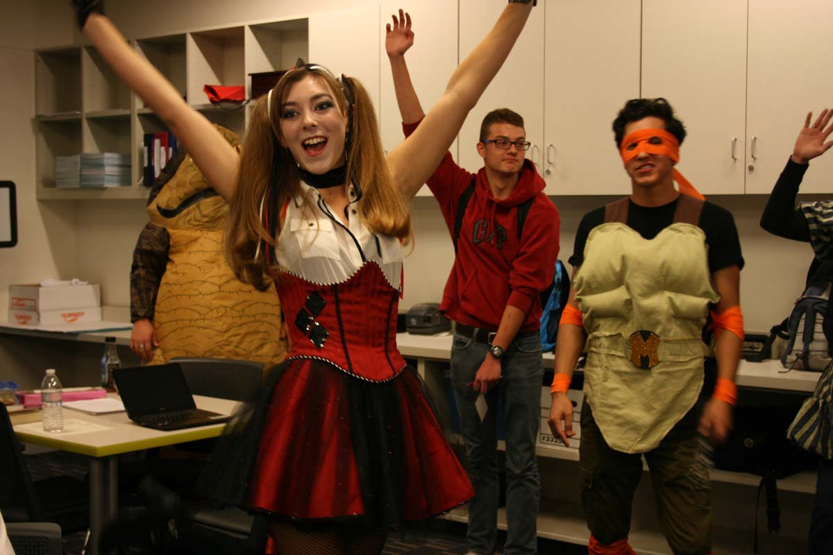 People enjoying the costume contest