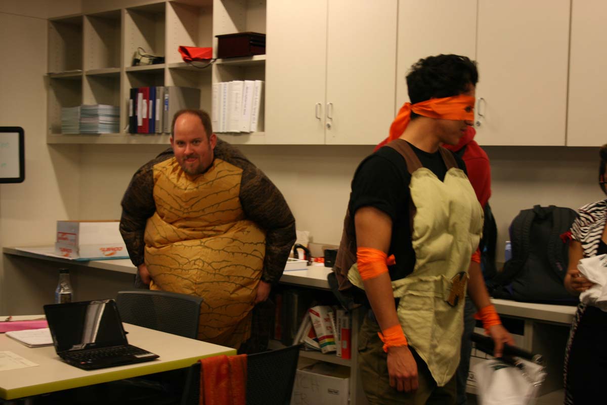 People enjoying the costume contest