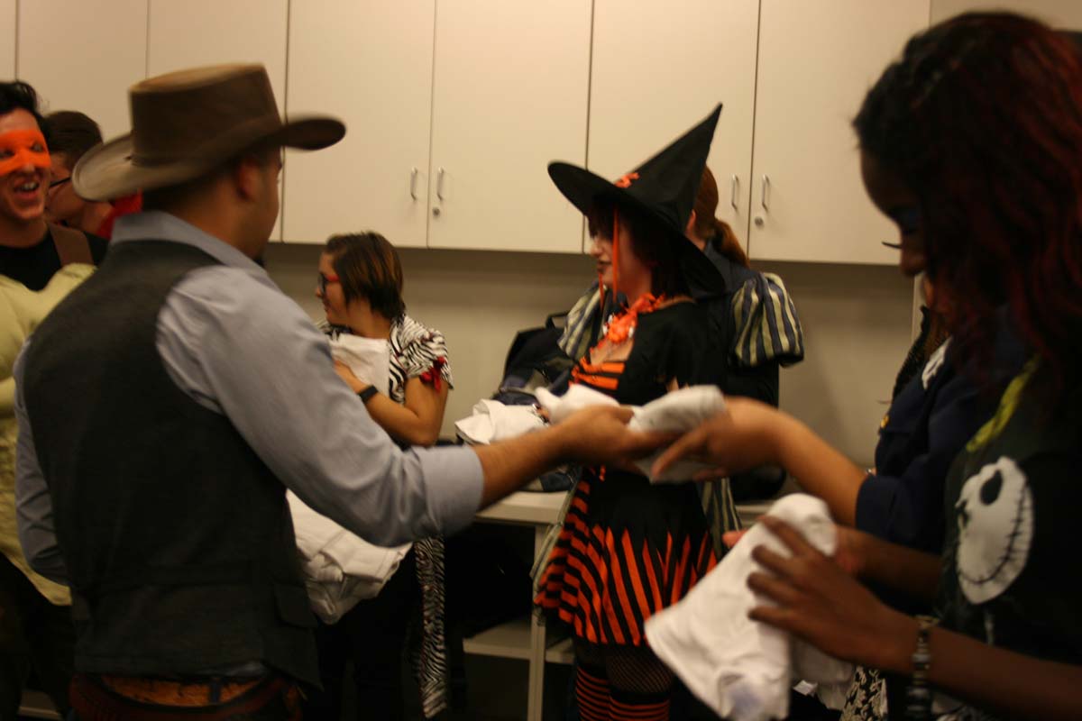 People enjoying the costume contest