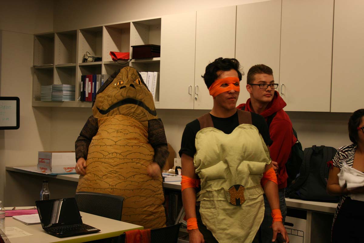 People enjoying the costume contest