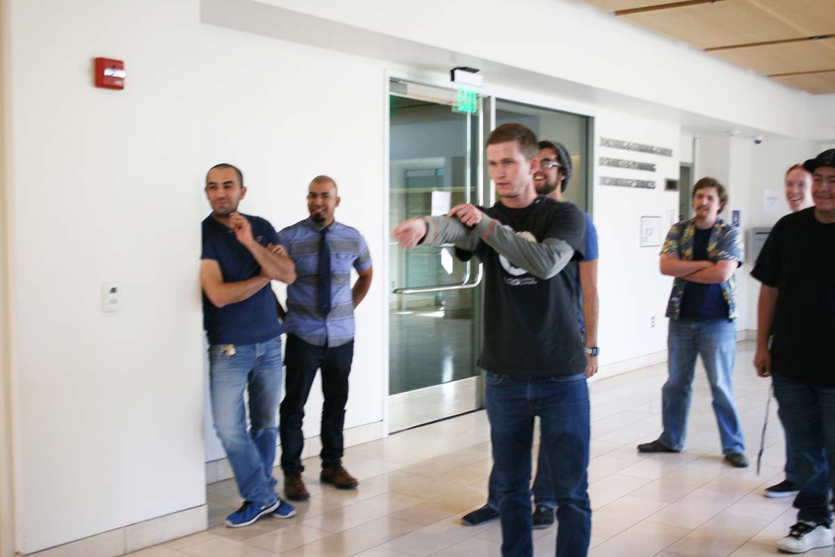People enjoying the rubber band sniper competition