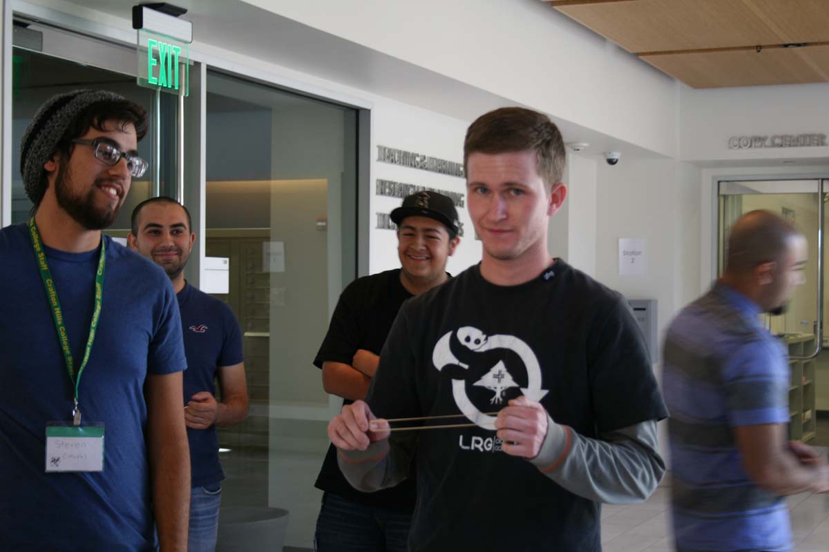 People enjoying the rubber band sniper competition