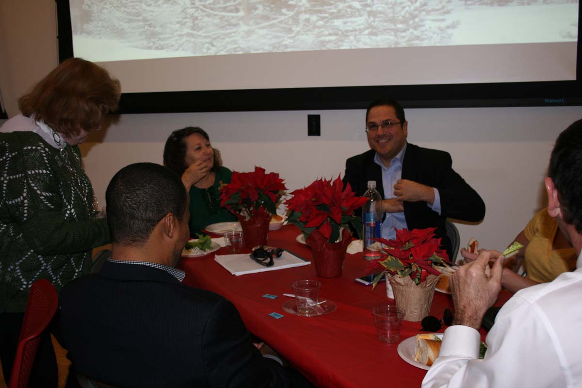 People enjoying the Holiday Party
