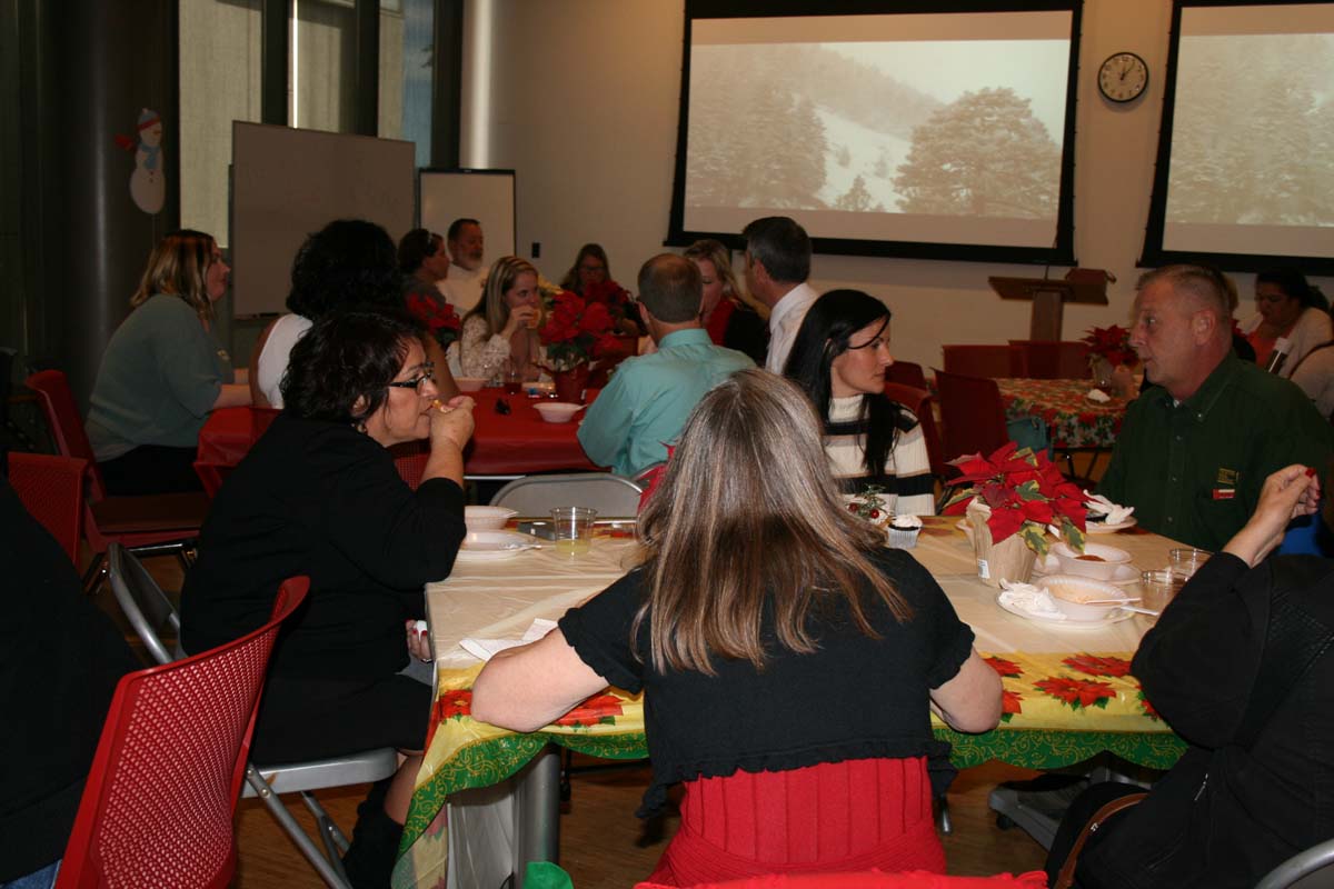 People enjoying the Holiday Party