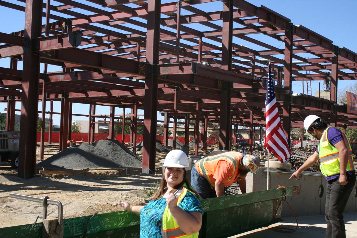 People enjoying the Topping Out event