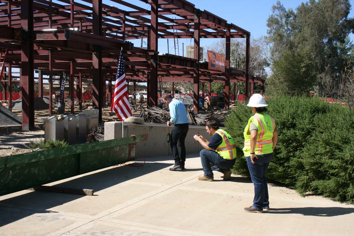 People enjoying the Topping Out event