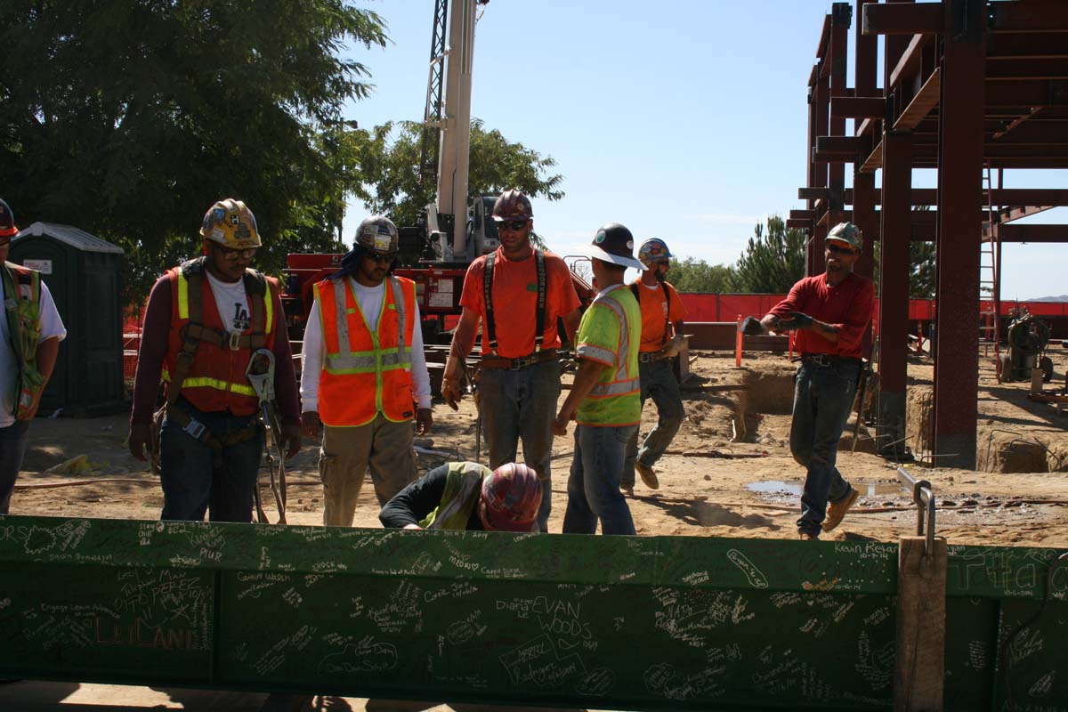 People enjoying the Topping Out event