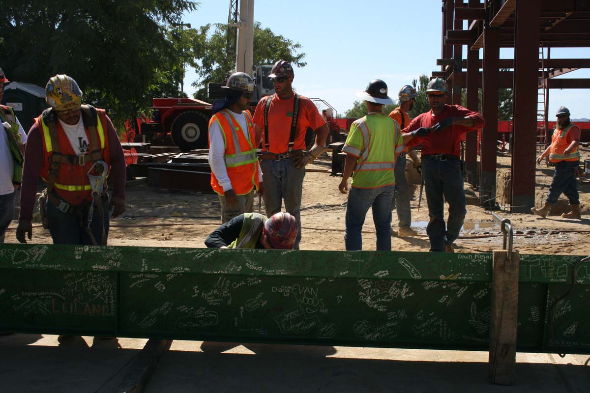 People enjoying the Topping Out event