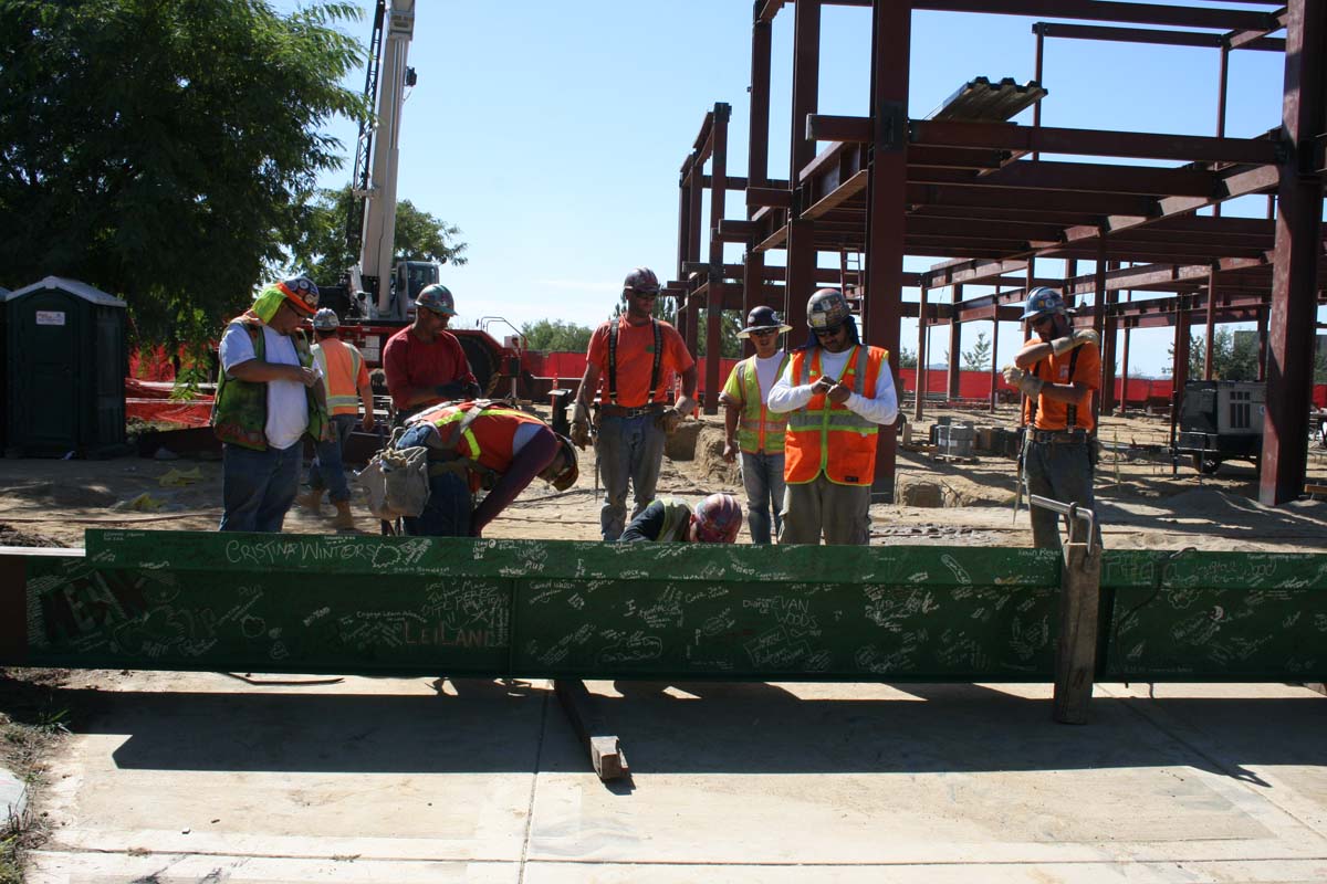 People enjoying the Topping Out event