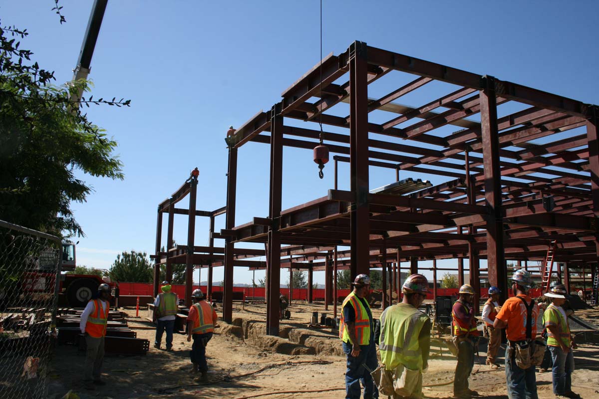 People enjoying the Topping Out event