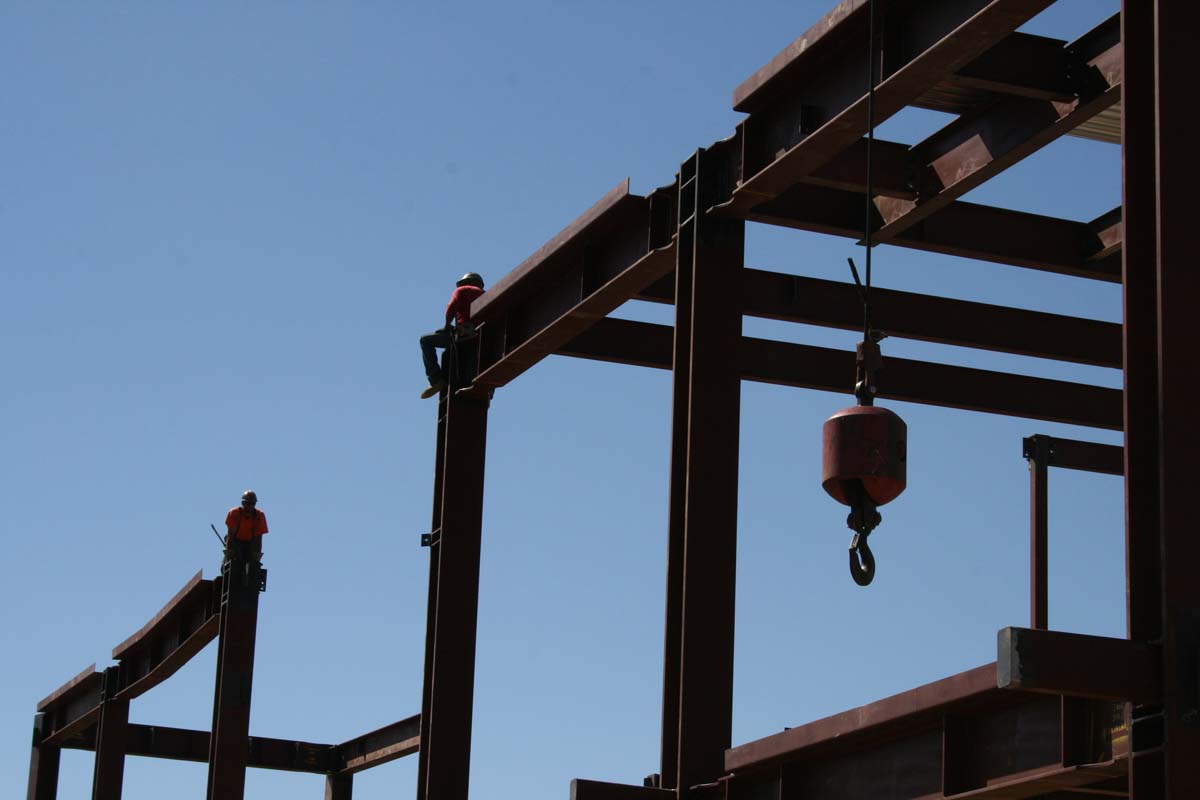 People enjoying the Topping Out event