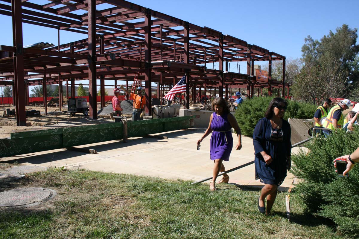People enjoying the Topping Out event
