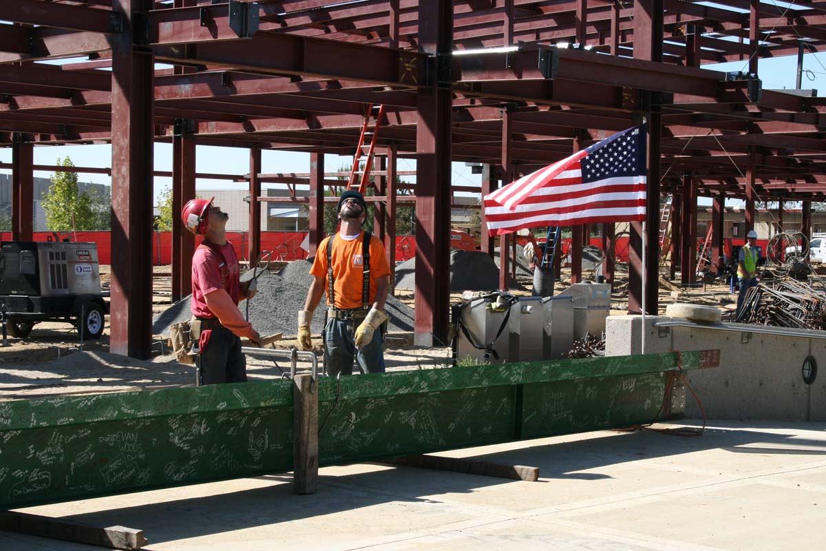 People enjoying the Topping Out event
