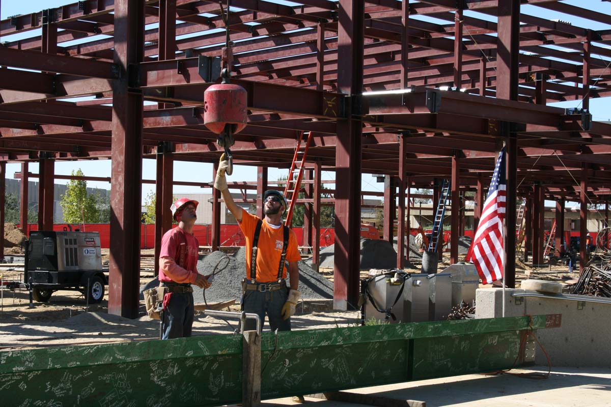 People enjoying the Topping Out event