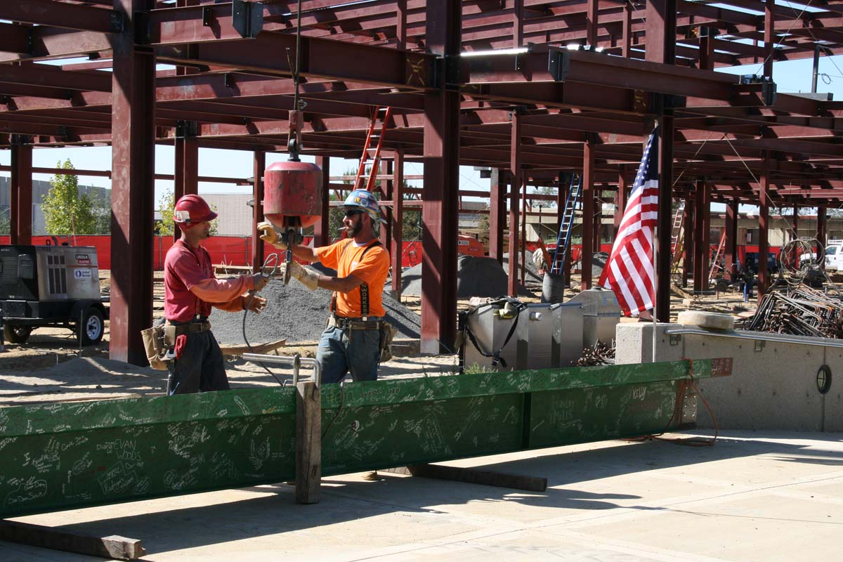 People enjoying the Topping Out event