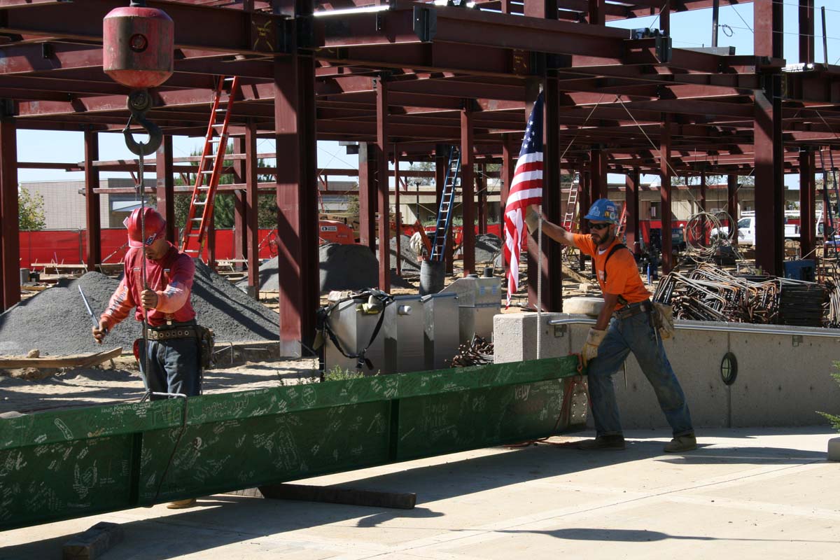 People enjoying the Topping Out event