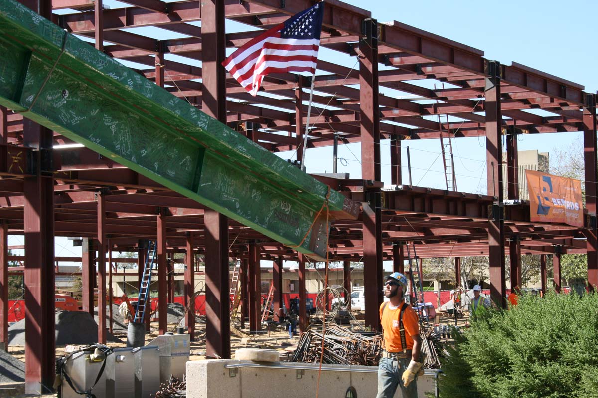 People enjoying the Topping Out event