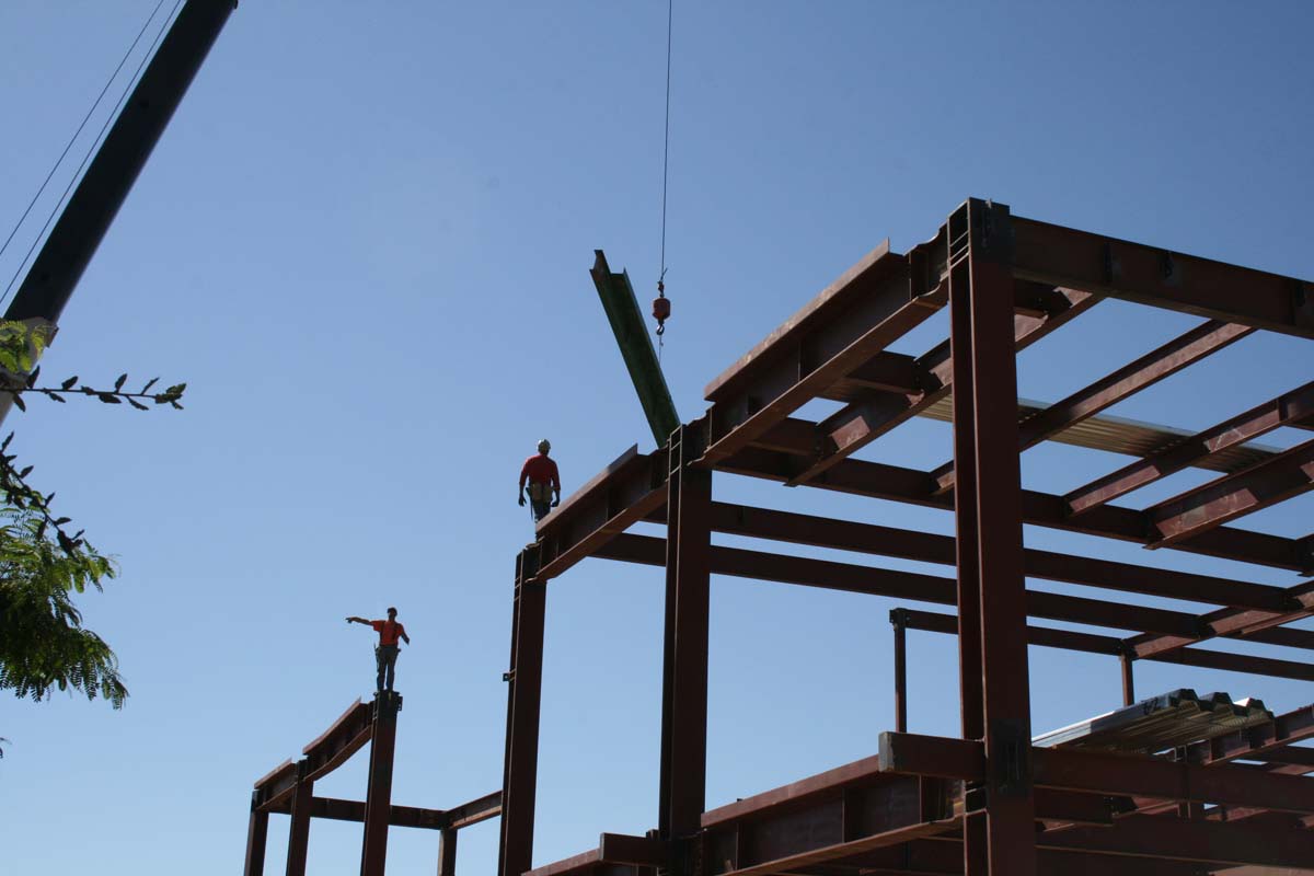 People enjoying the Topping Out event