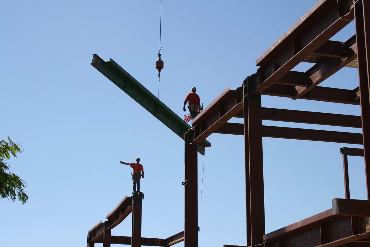 People enjoying the Topping Out event