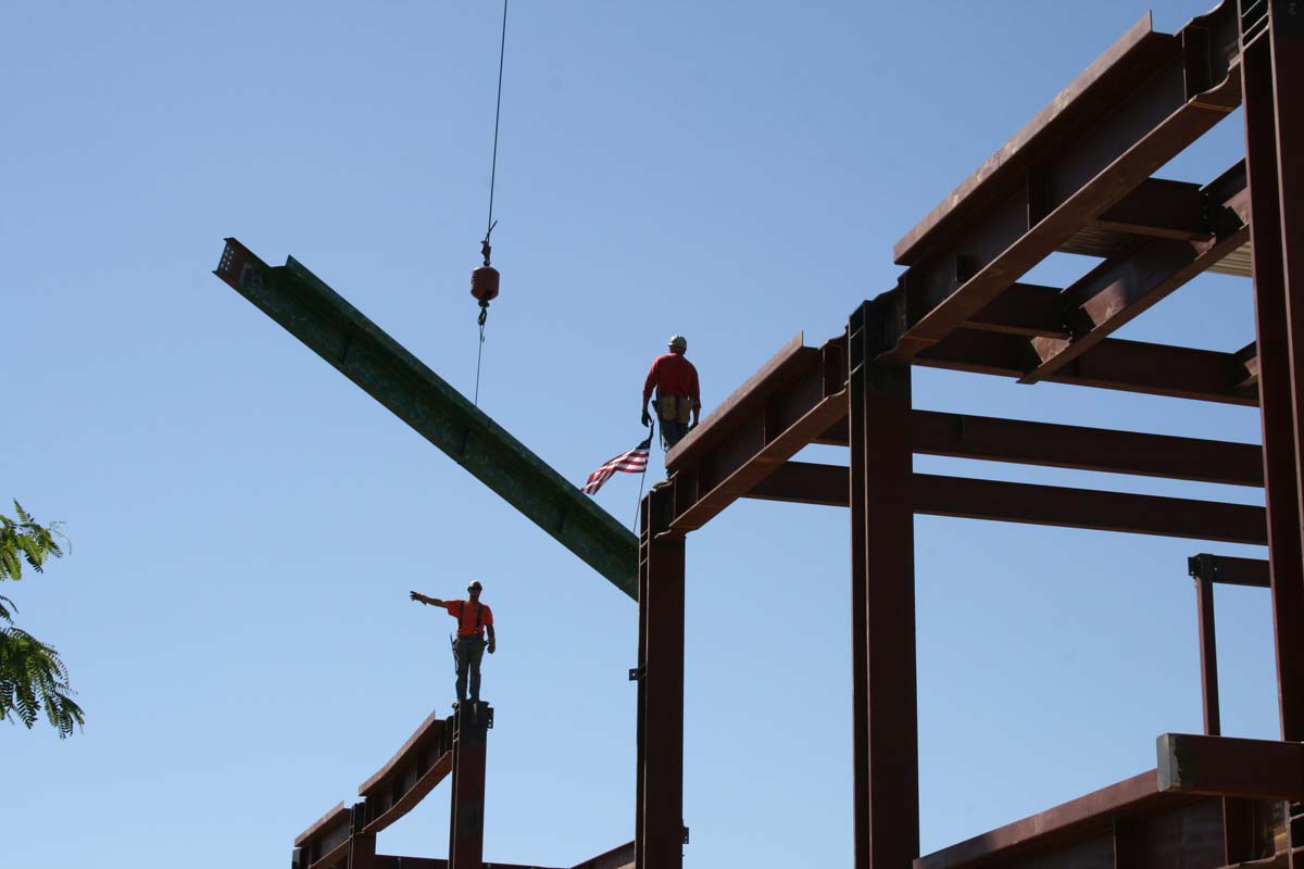 People enjoying the Topping Out event