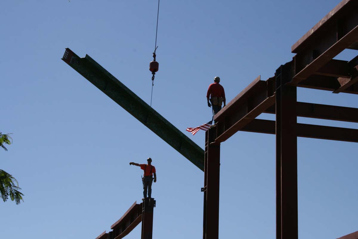People enjoying the Topping Out event