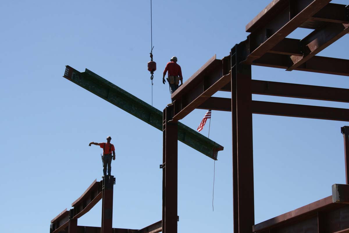 People enjoying the Topping Out event
