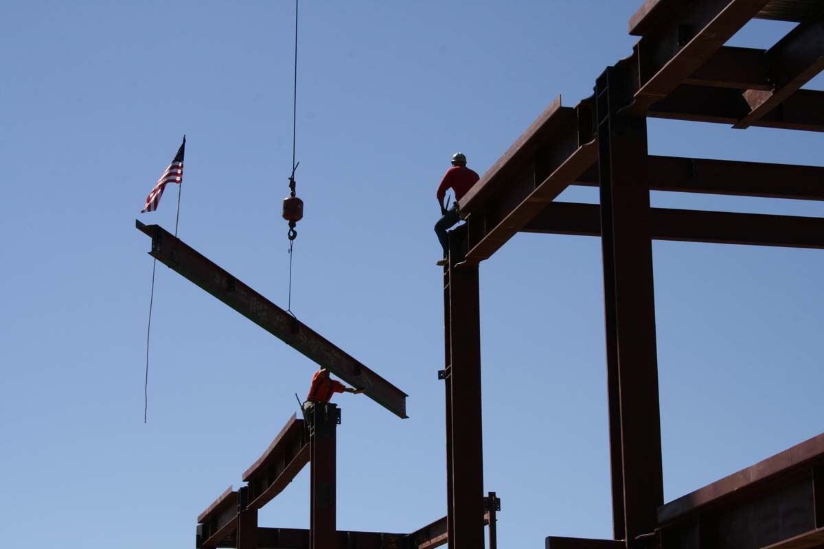 People enjoying the Topping Out event
