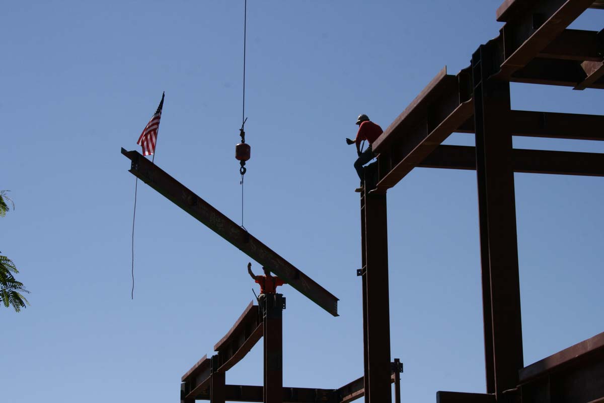 People enjoying the Topping Out event