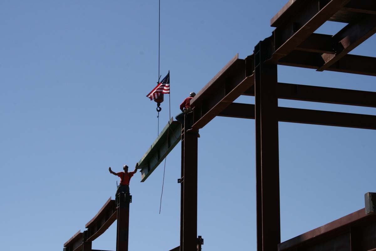 People enjoying the Topping Out event